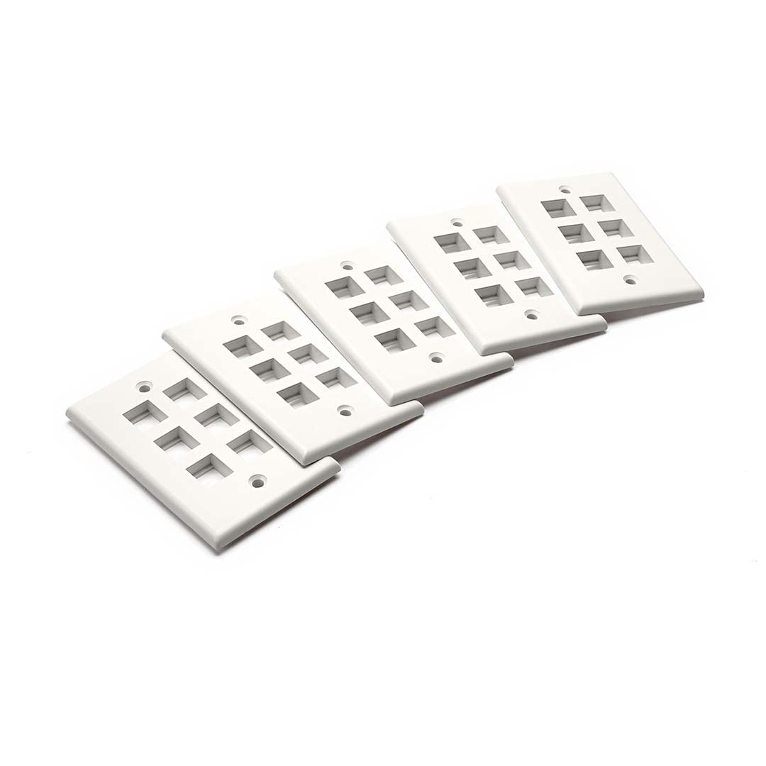 Truecable 6 Port Single Gang Keystone Wall Plate, Ul Listed, Low Profile Design, Universally Compatible With Modular Ethernet, A