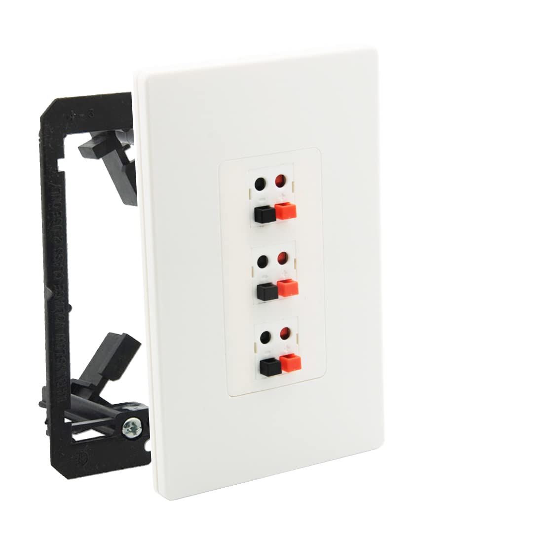 Diytech Premium 3 Speaker Wall Plate, Speaker Plug, Supports 3 Speaker Configurations, Speaker Port For Wall Speaker Wire, Speak