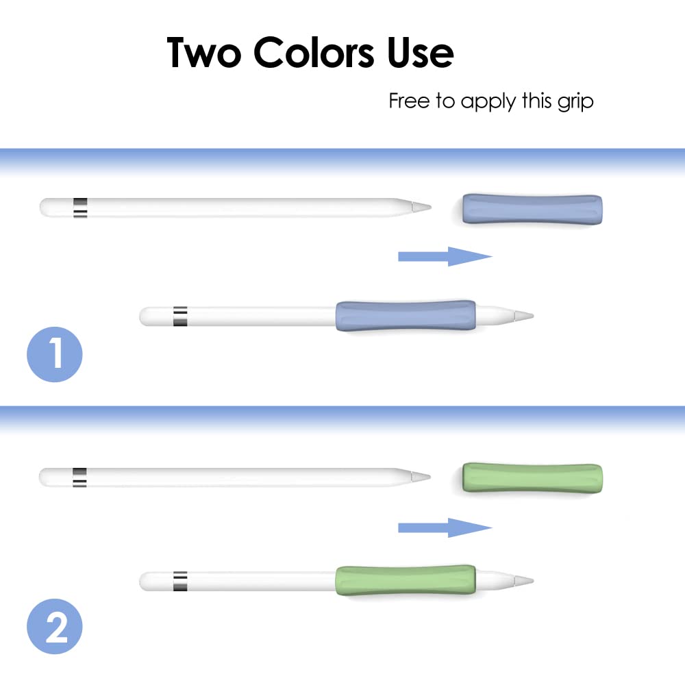 Proelife 2 Pack Ergonomics Grip Holder Anti Rolling Protective Sleeve Cover For Apple Pencil 2Nd & 1St Gen 2022 2018 Ipad Pro 12