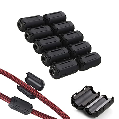 Clip On Noise Filter,Vskey [10Pcs 7.0Mm] Anti Interference High Frequency Ferrite Core Choke Clip For Speakers,Video,Radio,Ampli
