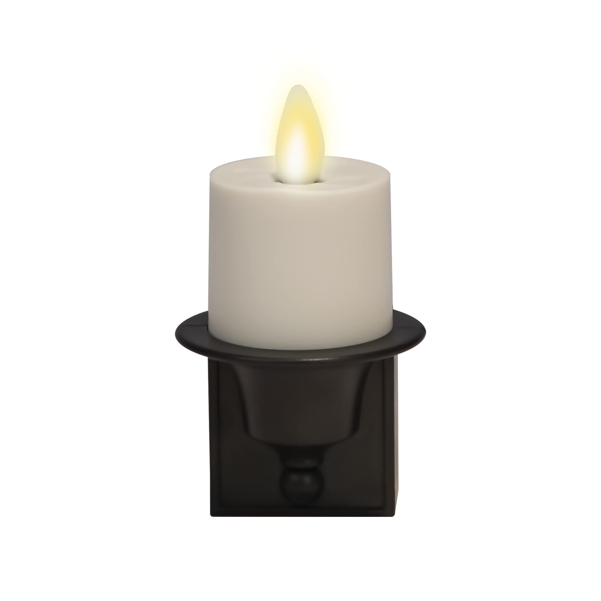 Luminara Flameless Candle Black Nightlight With Motion Sensor - Plugin Night Led Light With Patented Real-Flame Effect Technolog