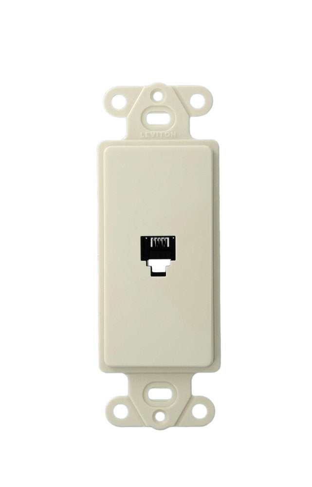 Leviton 40649 T Decora Insert, 6P4C, Screw Terminals, Light Almond