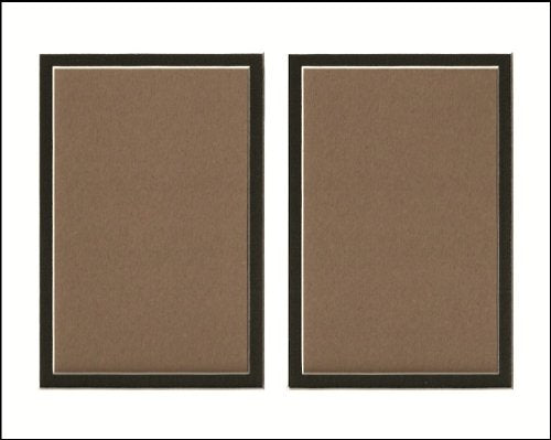 Pack Of 5 11X14 White & Black Double Picture Mats Or Photography Matting, Bevel Cut For 2 5X7 Pictures