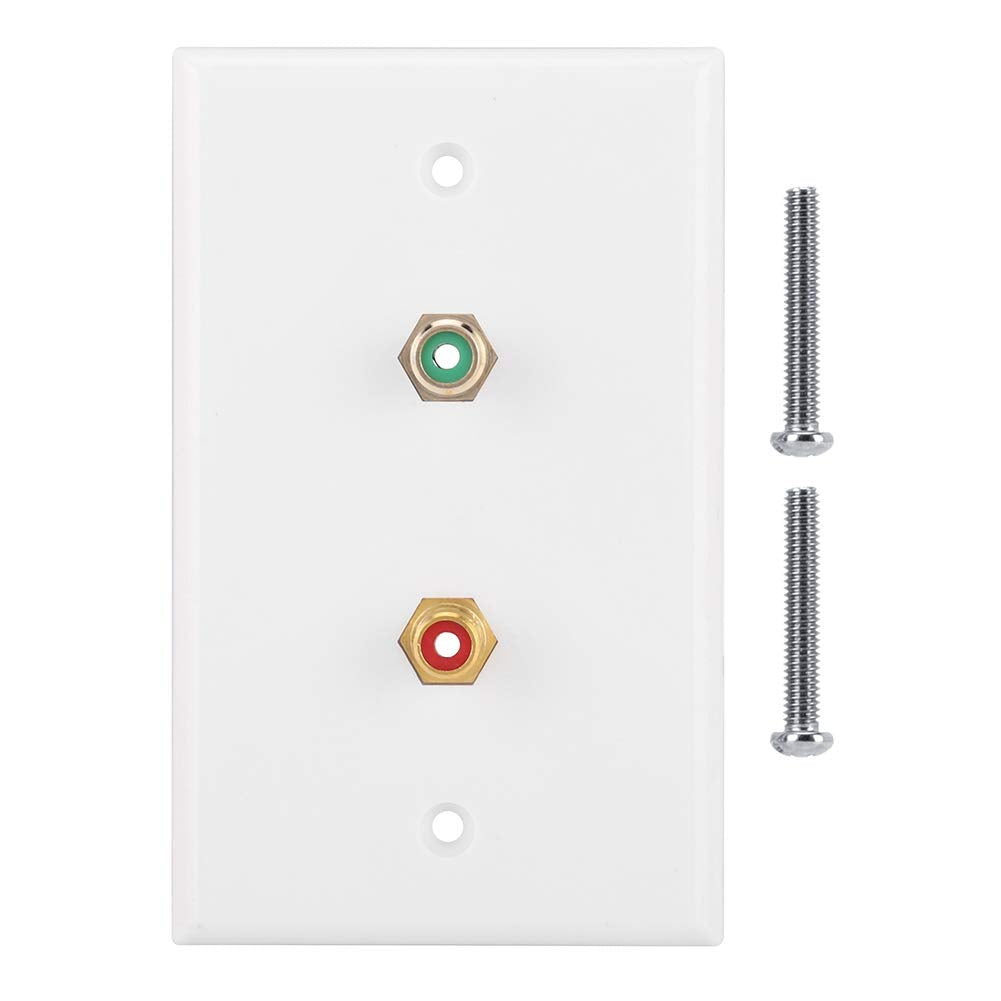Fdit Dual Connector Wall Plate Insert With White Center Jack Wall Plate Panel Wall Mount Outlets For Subwoofer,Stereo Receiver A