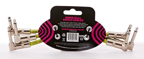 Ernie Ball Patch Cable 3 Pack, Angle/Angle, 6In, White (P06051)