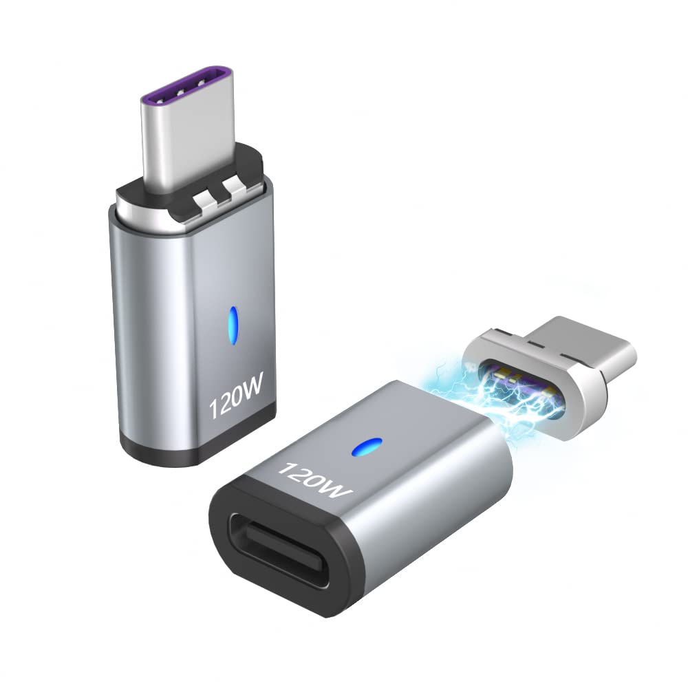Sheeast Magnetic Usb C Adapter Straight 2 Pack 100W Usb C Magnetic Adapter Fast Charging 5Pin 480Mbps Data Transmission