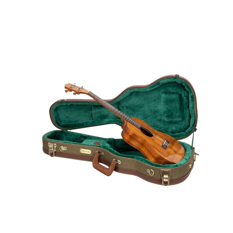 Crossrock Master Series Tenor Ukulele Case for 27 Large Body | Olive Green Eco Tweed Fabric, Re-Engineered Shell, Backpack Str