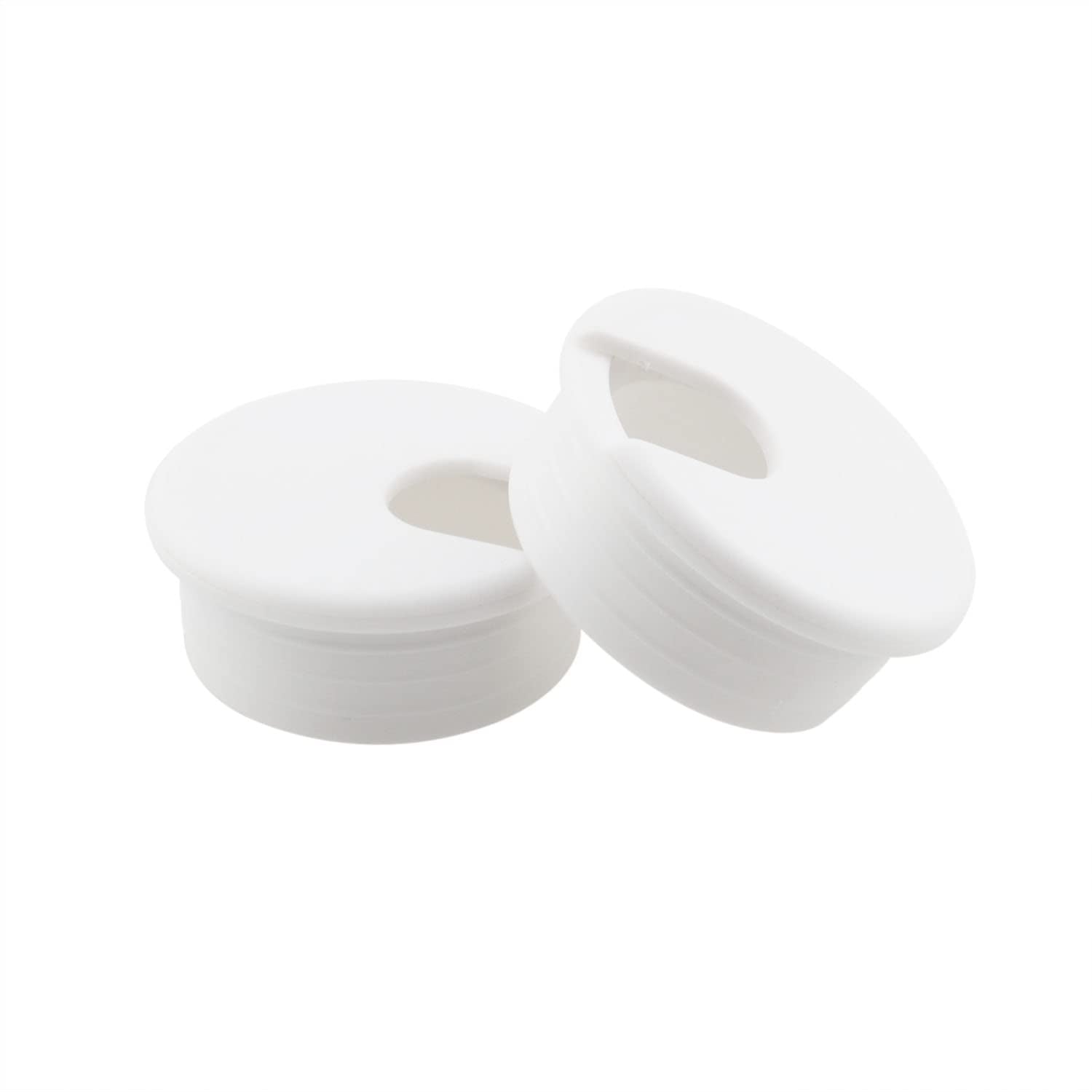 Hjgarden 2Pcs 1 3/4 Inch Desk Wire Cord Cable Grommets Hole Cover For Office Pc Desk Cable Cord Organizer Plastic Cover White