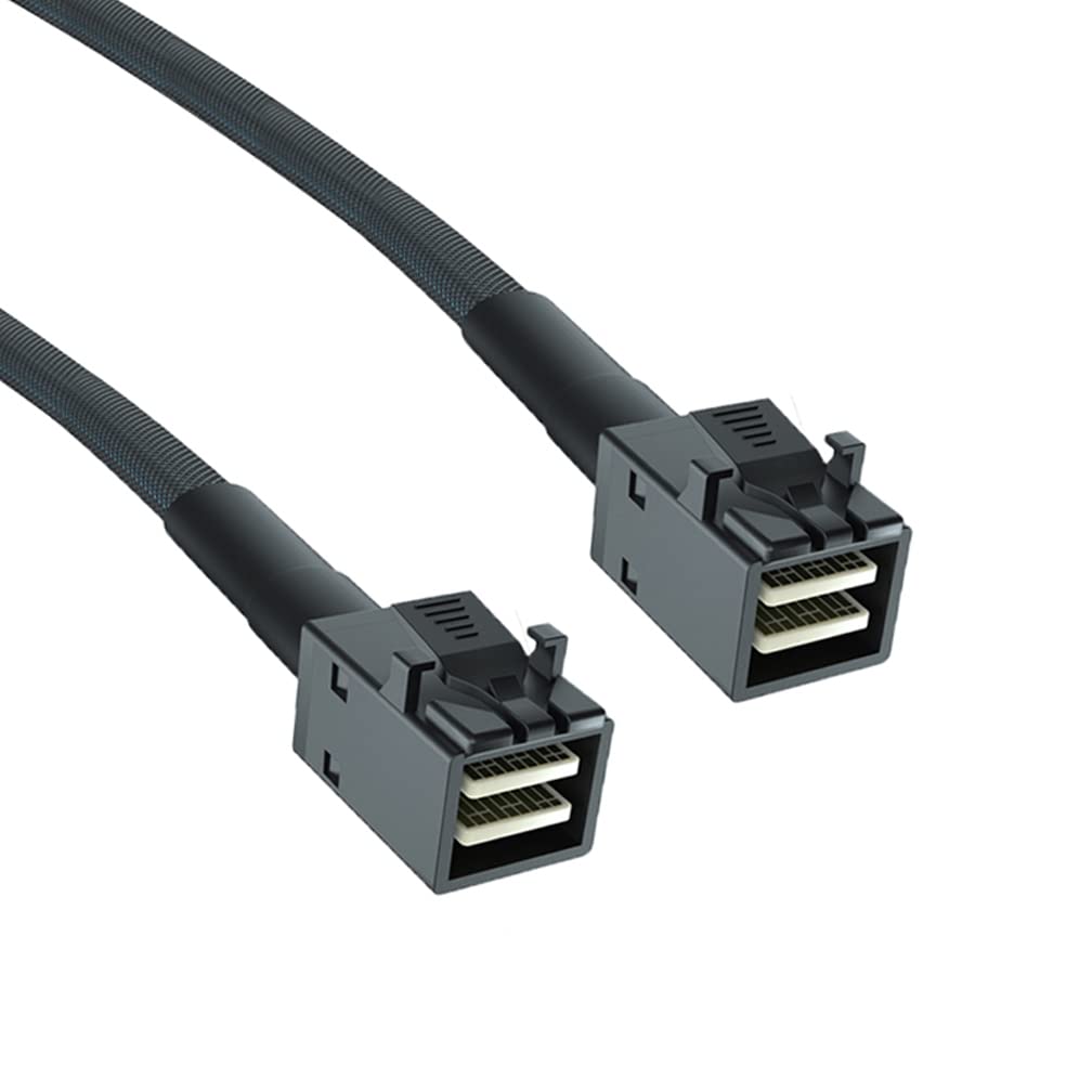 H!Fiber.com 12G Internal Mini SAS HD SFF-8643 to SFF-8643 Cable, 1m, 36 Pin, 12Gbps, 100-Ohm, with Sideband, Flexible, Support R