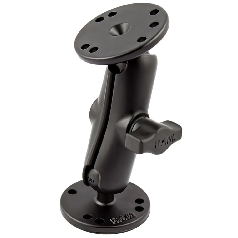 RAM MOUNTS Universal B Size 1 Ball Drill-Down Mount with Medium Arm and Dual AMPS Round Plates for Phone, GPS & Electronic Devic