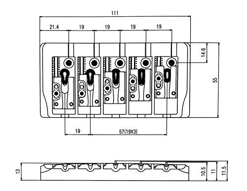 Guyker 5 String Bass Bridge With Locking Zinc Saddles   Dual Load Type A Bridges String Space 19Mm Replacement For Jazz Bass Or