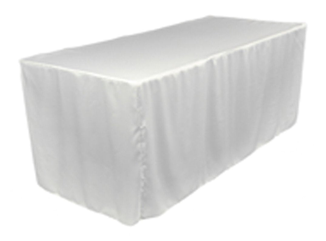 Tektrum 6 Feet Long Fitted Table Dj Jacket Cover For Trade Show   Thick/Heavy Duty/Durable Fabric   White Color (Td Jkt Wht 6Ft)