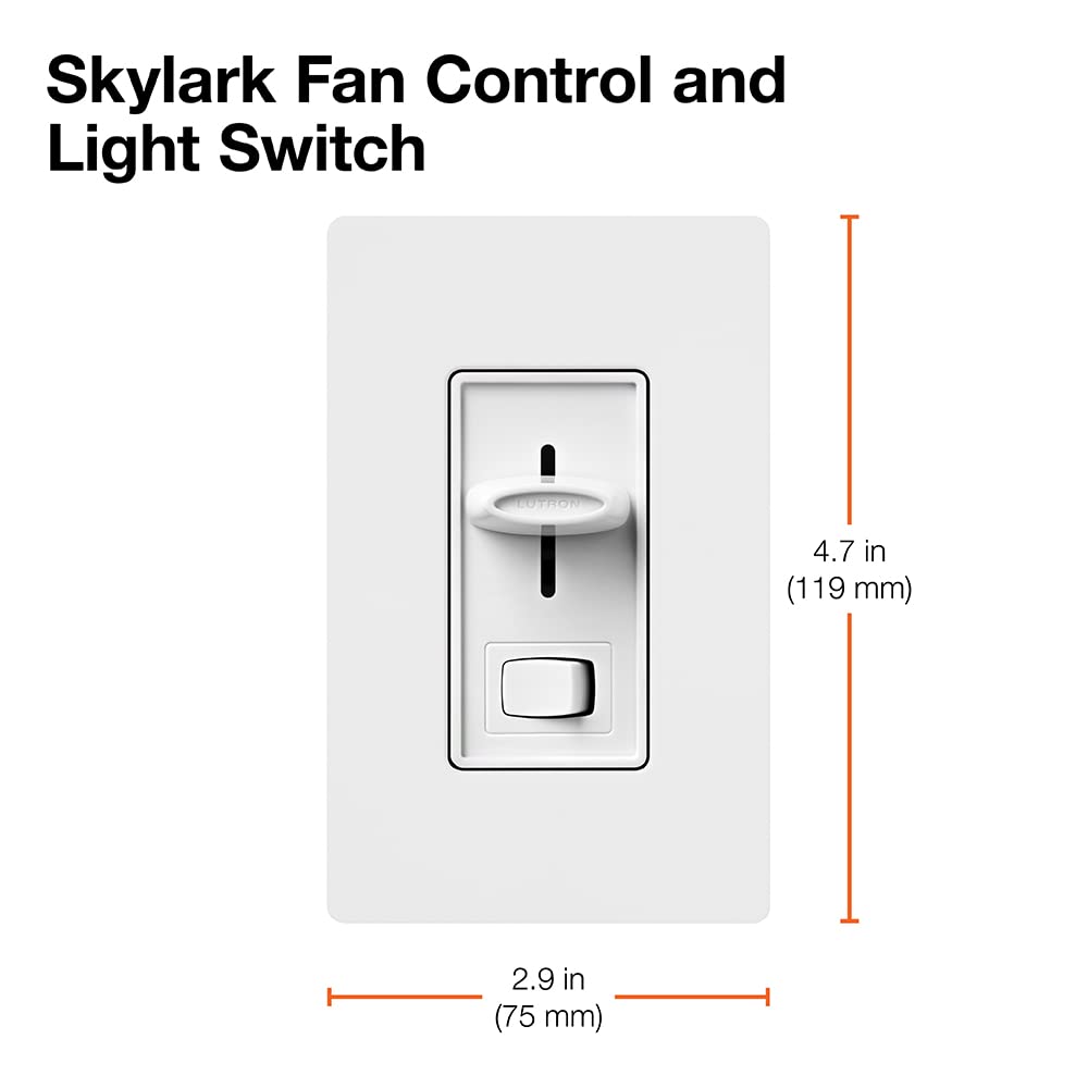 Lutron Skylark 1.5 Amp Single Pole 3 Speed Slide To Off Fan And Light Control, Sfsq Lfh Wh, White