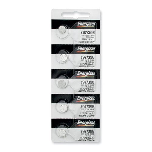Energizer Silver Oxide Watch Battery 397/396 Button Cell, Pack Of 5