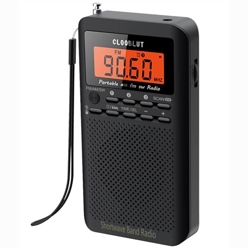 RD218 shortwave Radio FM/AM/SW Band Transistor Powered by AA Batteries with Key Backlight LCD Display Digital Alarm Clock Sleep 
