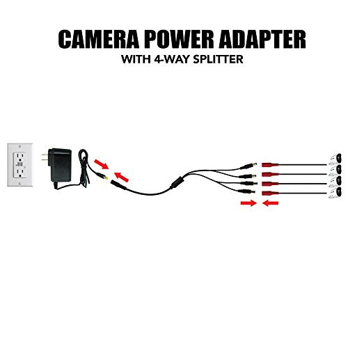 Night Owl Security Spf Camp 2A Camera Adapter With 4 Way Power Splitter, Black