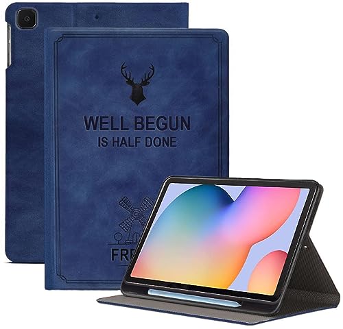 Proelite Deer Smart Flip Case Cover For Samsung Galaxy Tab S6 Lite 10.4 Inch 2024 SmP610/P615 With S Pen Holder, Dark Blue