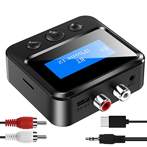 Bluetooth Transmitter Receiver For Tv, Wireless Audio Adapter Rca 3.5Mm Aux With Display For Home Stereo/Headphones/Speakers/Hom