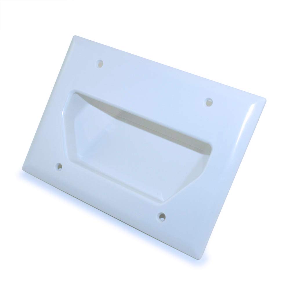 Data Comm Electronics 45 0003 Wh 3 Gang Recessed Low Voltage Cable Plate   White