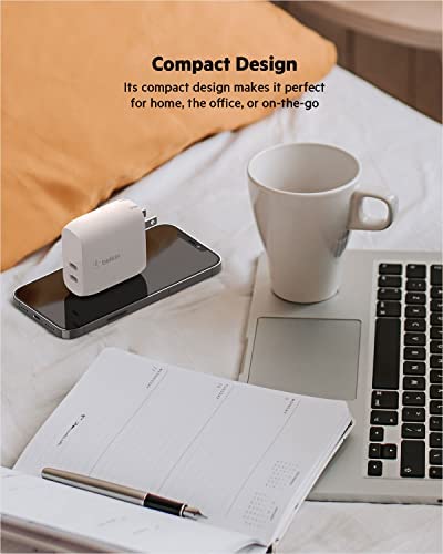 Belkin 40W Dual Port USB C Wall Charger, USB C Charger Fast Charging for iPhone 16, 15, 14, 13 Series, Pro, Pro Max, Plus, Mini, Samsung Galaxy S25, Galaxy S24, Pixel 9, iPad, AirPods, & More   White