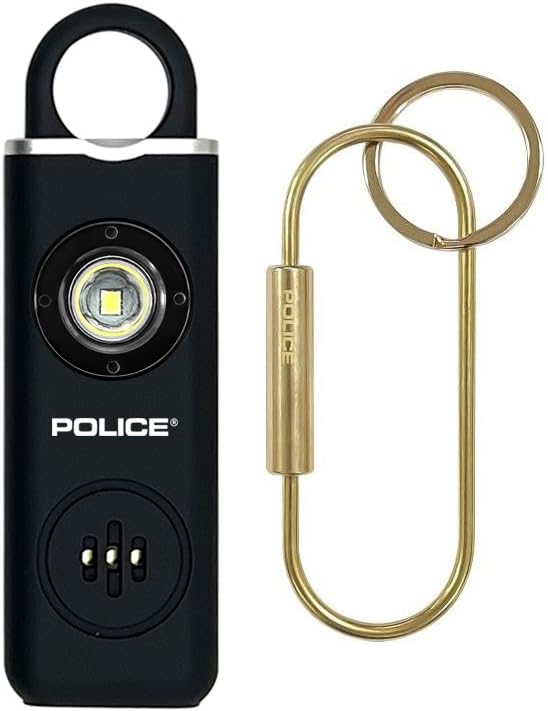 Police Personal Alarm Keychain For Women   130Db Siren Alarm, Led Flashlight With Strobe Light Rechargeable Safety Alarm  Black