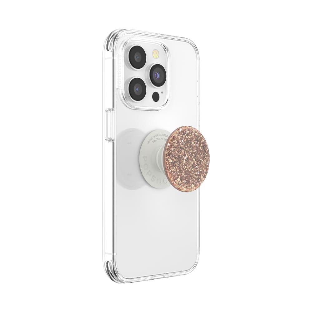 Popsockets Phone Grip With Expanding Kickstand, Glitter   Foil Confetti Rose Gold