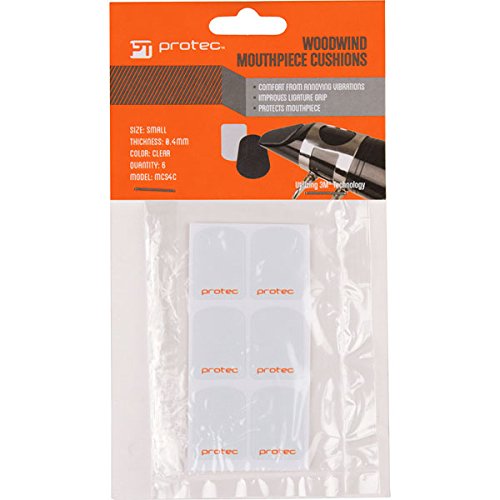Protec Woodwind Mouthpiece Cushions, 6 Pack, Size Small, Thin (.4Mm), Clear, Model Mcs4C