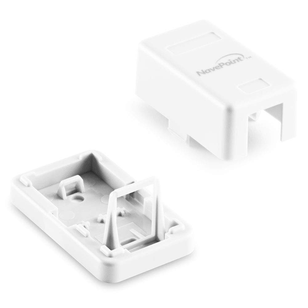 Navepoint Keystone Jack Surface Mount Box 1 Port White, 10 Pack