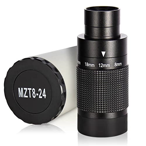 Solomark 1.25'' Deluxe Zoom Telescope Eyepiece 8-24Mm With T-Thread, Continuous Zooming Variable, Fmc Broadband Hd Green Film Te