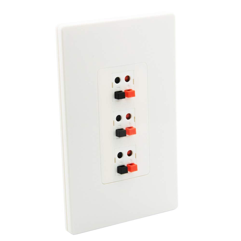 Diytech Premium 3 Speaker Wall Plate, Speaker Plug, Supports 3 Speaker Configurations, Speaker Port For Wall Speaker Wire, Speak