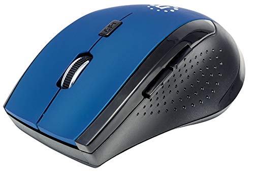 Manhattan Curve Wireless Optical Mouse - With Auto Power Management - For Laptops & Computers - Blue, 179294