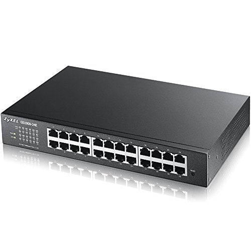 Zyxel 24 Port Gigabit Switch | Smart Managed | Desktop/Rackmount And Fanless | Vlan, Igmp, Qos [Gs1900 24E]