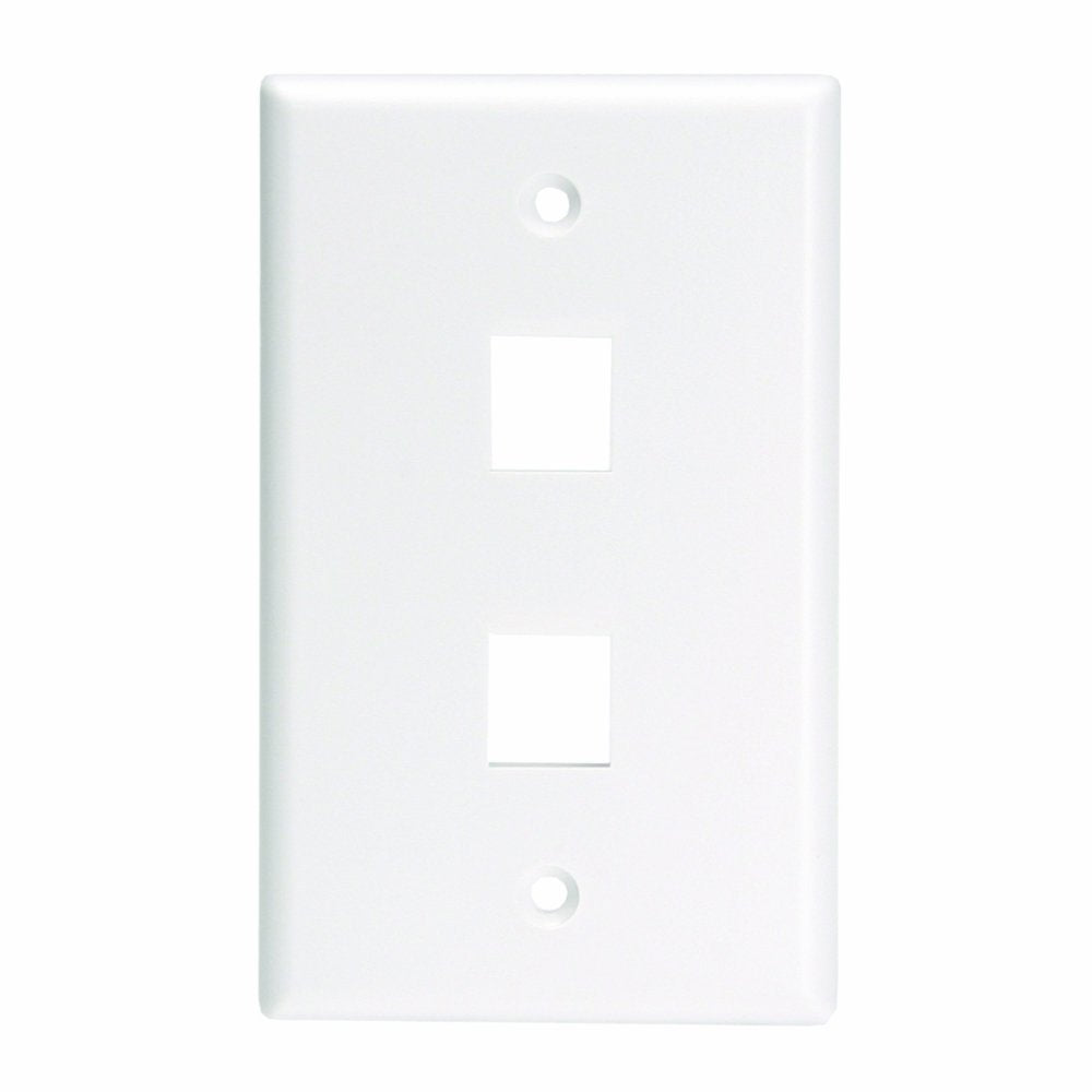 Leviton 41080 2Wl Quickport Wallplate For Large Connectors, Single Gang, 2 Port, White