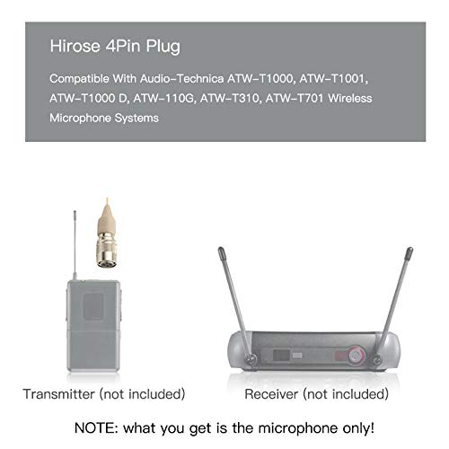 J K Pro Light Weight Low Profile Single Earhook Headworn Microphone Mic-J S90 Compatible With Audio Technica Wireless Transmitte