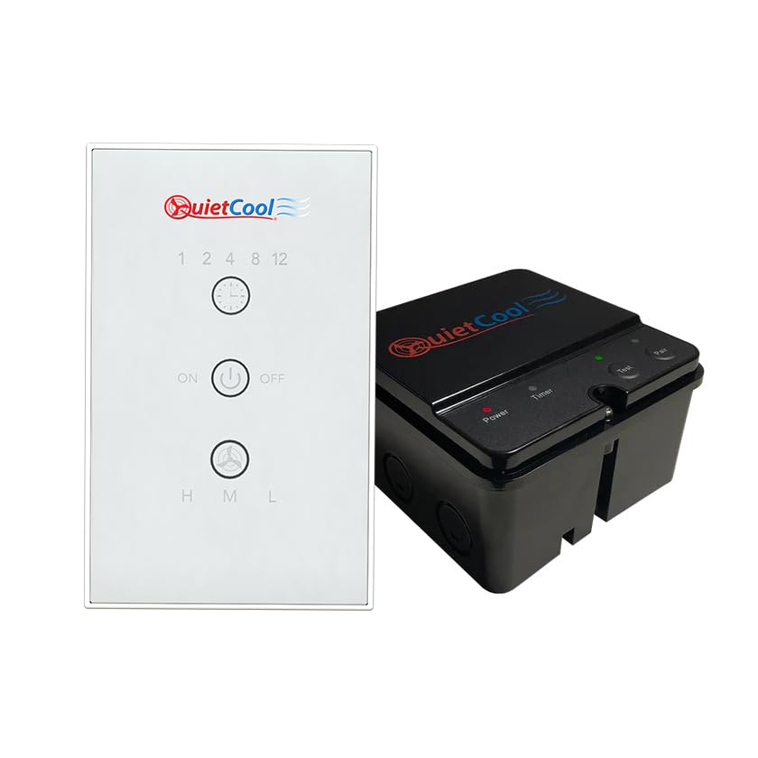 Quietcool Whole House Fan Wireless Control Kit - No Hard Wiring Required for Wall Switch - Three Speed Capable - 1/2/4/8/12 Hour