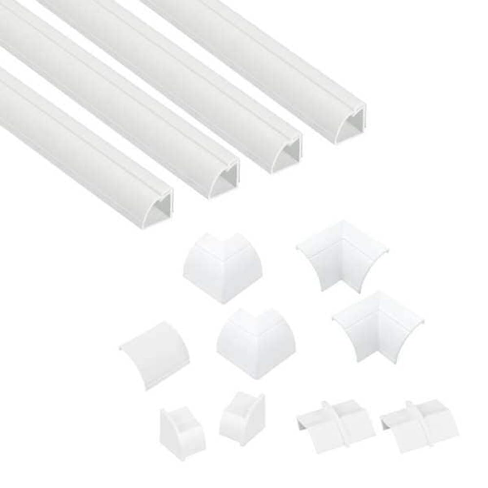 Hinge and Click Lock, Quarter Round Series, 4 Channel, 7/8 in W, 7/8 in H, 60 in L, White - 1 Each