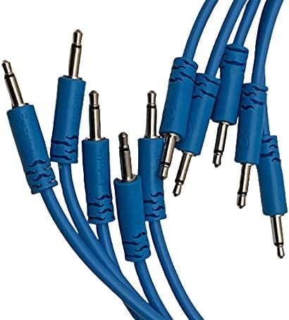 Starving Students Music Supplies - Luigis Modular Spaghetti Eurorack Patch Cables - Package of 5 Blue Cables (30cm)