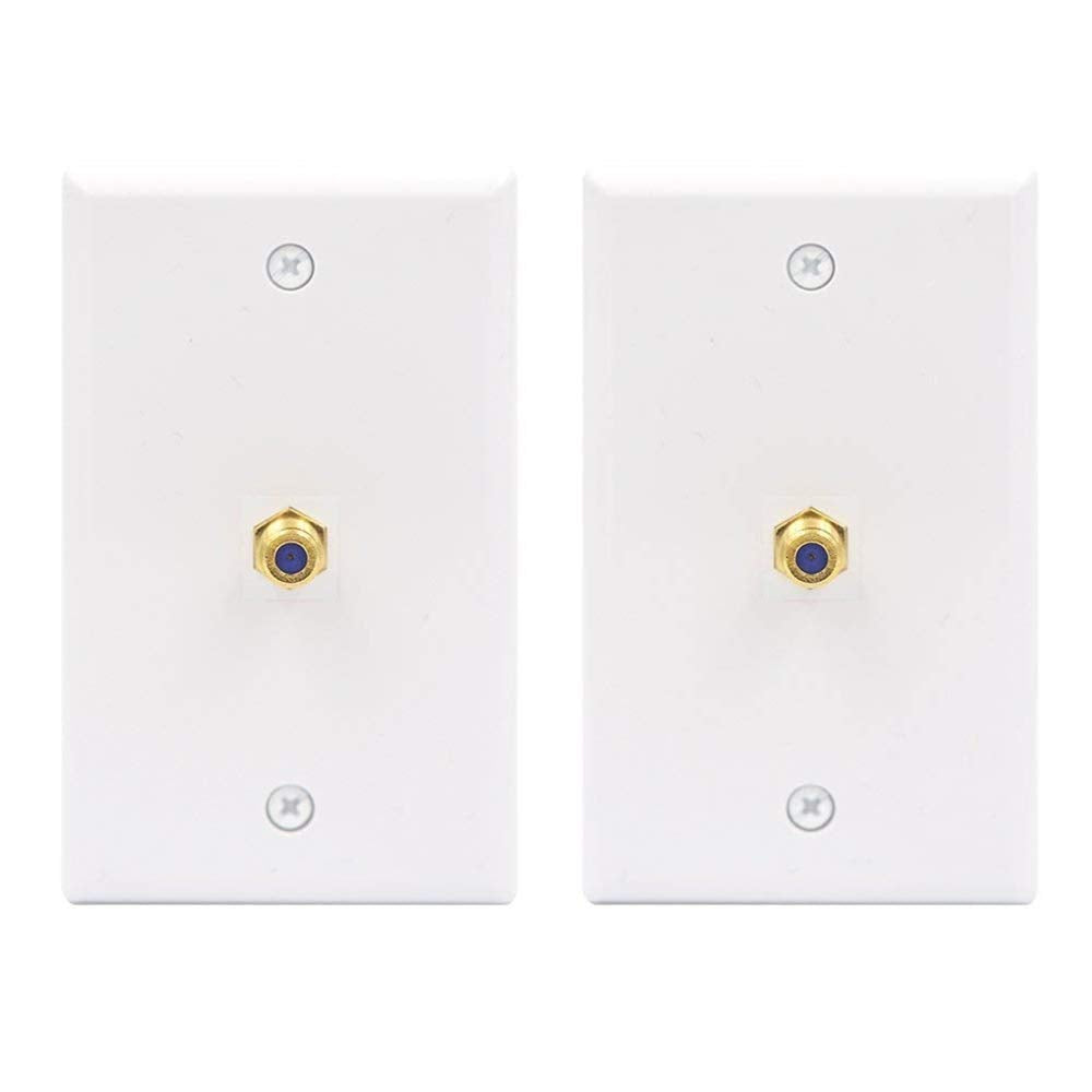 Vce Coax Wall Plate 2 Pack, 1 Port Tv Cable Wall Plate 3Ghz F Type Keystone Wall Jack For Coaxial Cable, Single Gang, White