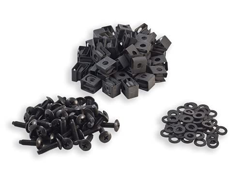 Rackgold Black 10 32 Slide On Cage Nut & Screws W/Washers 50 Pack   Usa Made