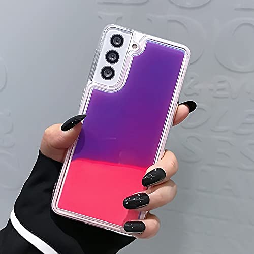 Yatchen Liquid Fluorescent Case For Samsung Galaxy S21,Luxury Fun Glow In The Darkness Quicksand Clear Soft Tpu Back Cover Lumin