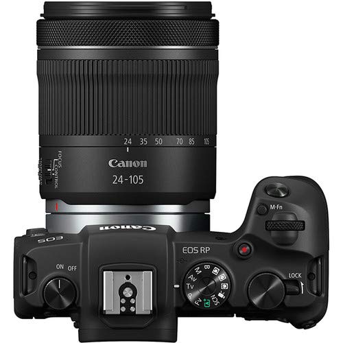 Canon EOS RP Full Frame Mirrorless Interchangeable Lens Camera + RF24 105mm Lens F4 7.1 is STM Lens Kit  Compact and Lightweight for Traveling and Vlogging, Black (3380C132)