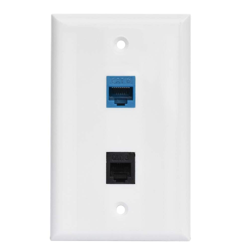 Bupldet Rj11 Rj45 Wall Plate   Phone Cat6 Ethernet Wall Plate Female To Female   1 6P4C Cat3 Rj11/Rj12 Jack + 1 Cat6 Ethernet Po