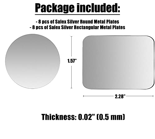 Replacement Metal Plates Set 16 Pack For Magnetic Car Phone Holders, Wall, Air Vent Mounts, Cases, Magnets. Kit Of 8 Silver Roun