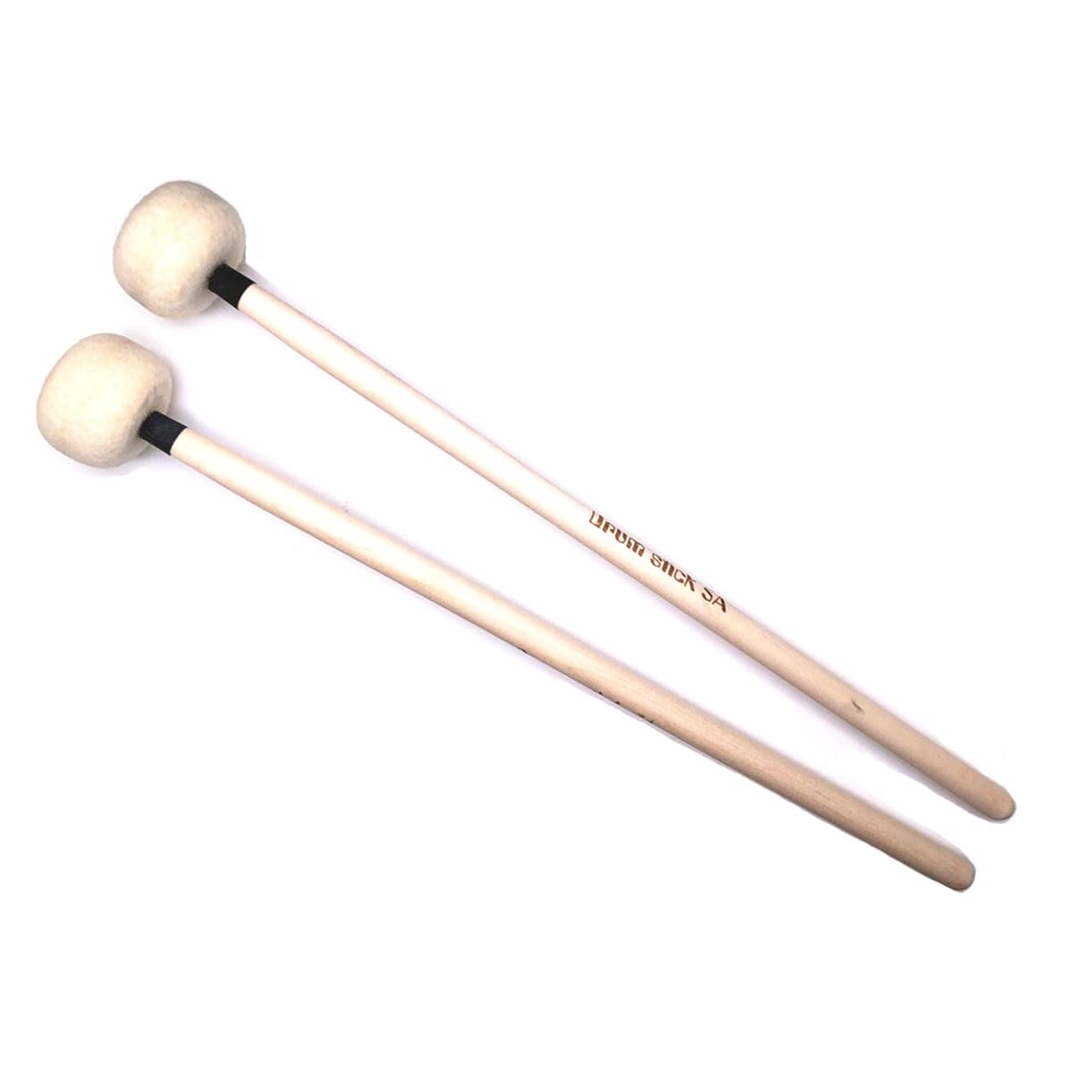 TUOREN Drum Mallet, Beige Felt Mallet Drum Stick Timpani Bass Percussion Mallets Snare Drum Sticks with Wooden Handle, Instrumen