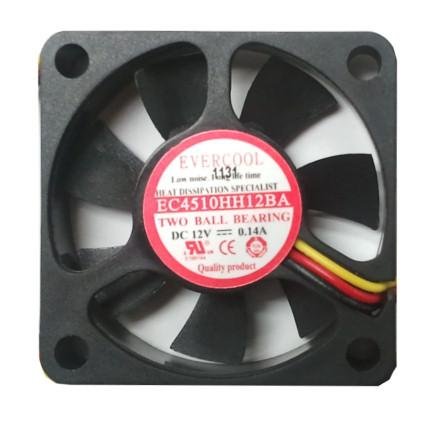 Evercool 45X45X10Mm Dual Ball Bearing, High Speed 3Pin 12V Fan Ec4510Hh12Ba