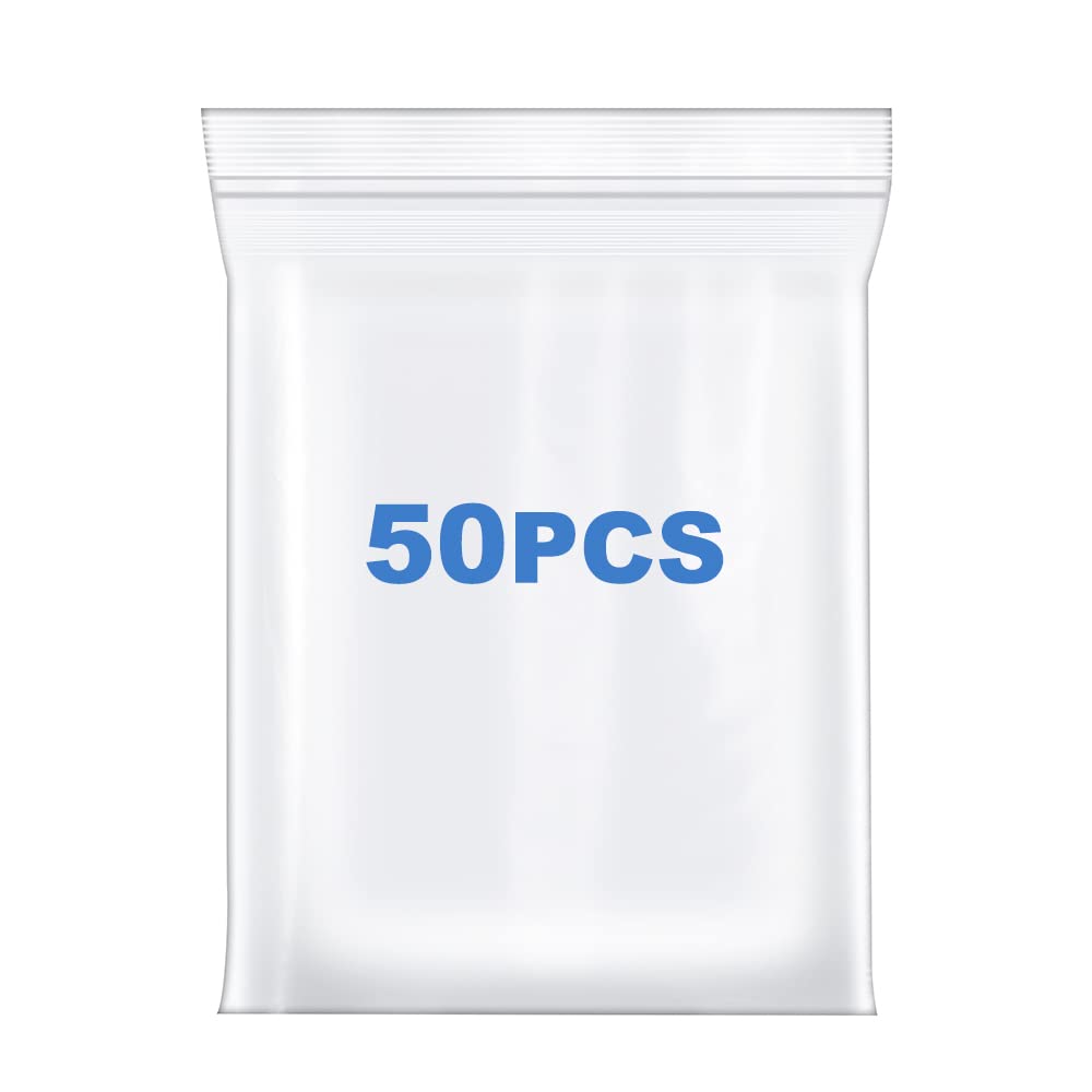 Somoga 50 Pcs 10 X 13 Clear Thick 4 Mil Zip Poly Lock Plastic Bags Reclosable Zip Seal Bags Heavy Duty Seed Food Storage Zipper