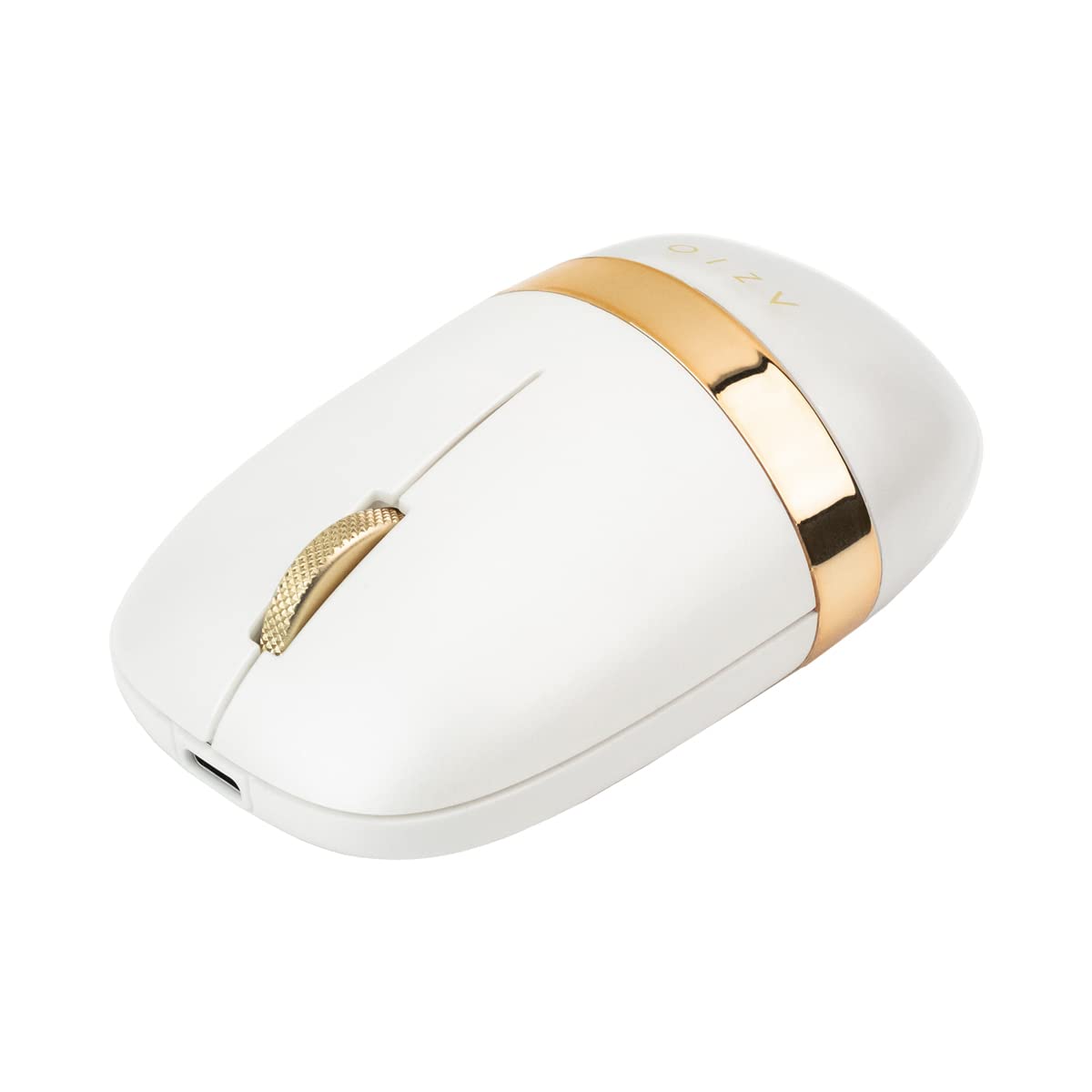 Azio Izo Wireless Optical Mouse   Bluetooth 3.0 & 5.0/2.4G Rf Usb, Ambidextrous Design, Pixart Paw3212 Sensor, 1000/1600/2400 Dpi, Rechargeable, White & Gold   Pc & Mac, White Blossom (Im103)
