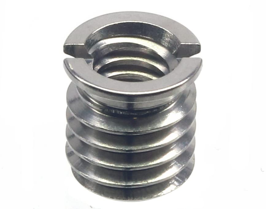 Hithut Stainless Steel 1/4'' 20 Female To 3/8'' 16 Male Convert Screw Adapter 2 Pieces 10.5Mm Height