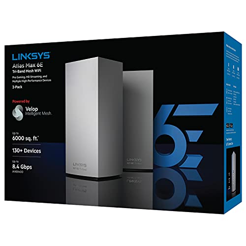 Linksys Mx8502 Atlas Max 6E Tri Band Mesh Wi Fi 6E System (2 Pack)