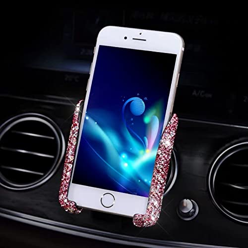 Suncaraccl Bling Car Phone Holder   Mini Dash Air Vent Automatic Phone Mount   Universal 360Adjustable Crystal Auto Car Stand  